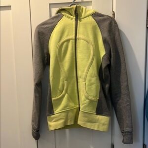 Lululemon Yellow and Gray Zip-Up Hoodie size 6